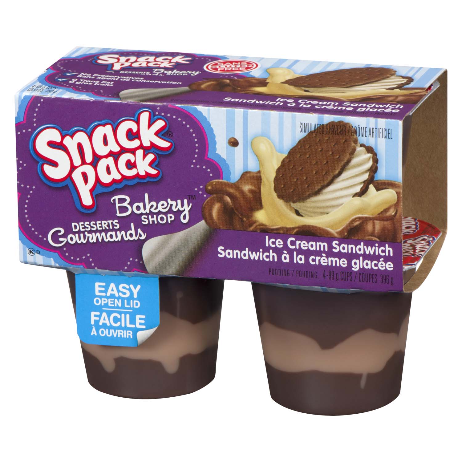 Snack Pack Bakery Shop Pudding Ice Cream Sandwich 4 Cups x 99