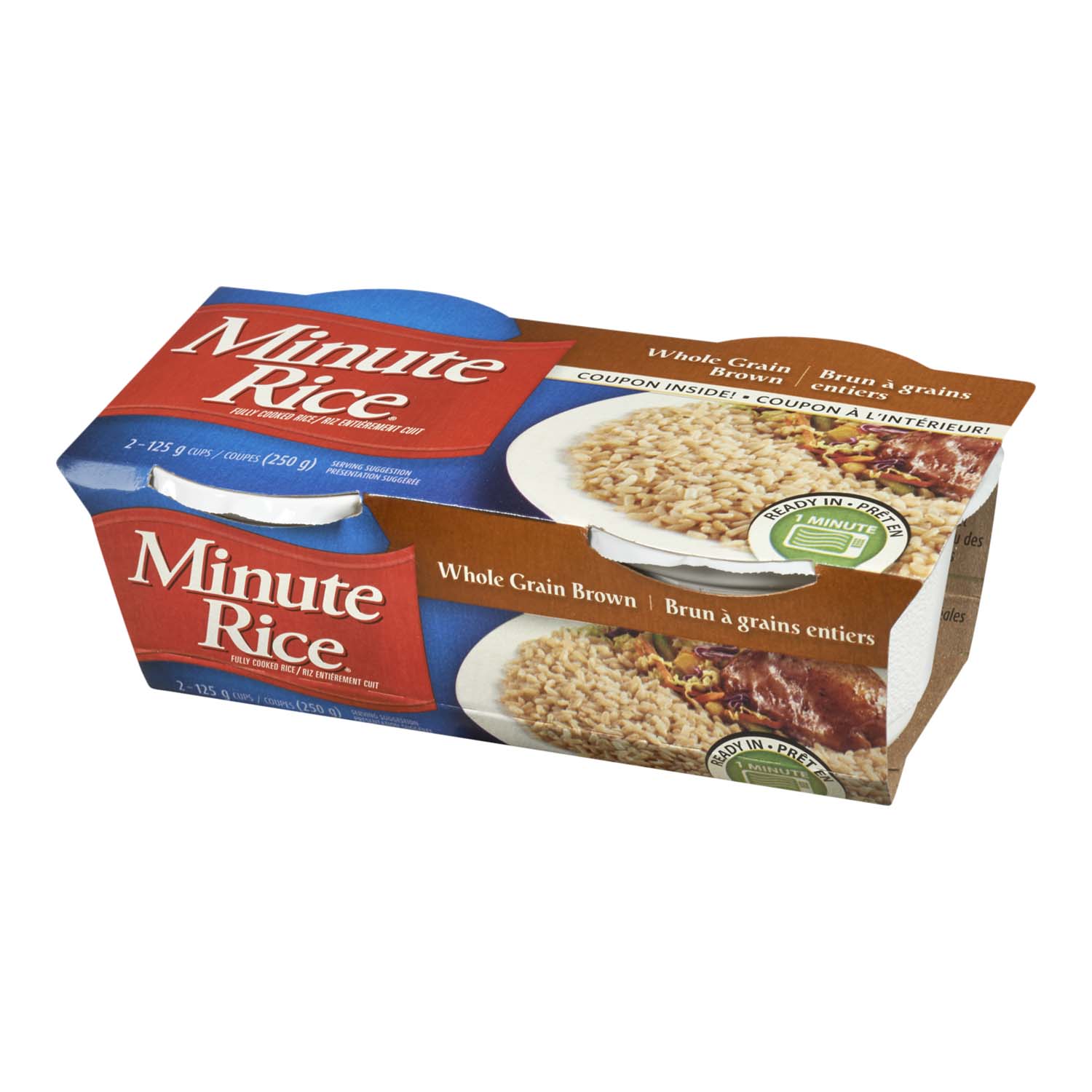 Minute Rice Fully Cooked Rice Whole Grain Brown 2 x 125 g Cups (250 g ...