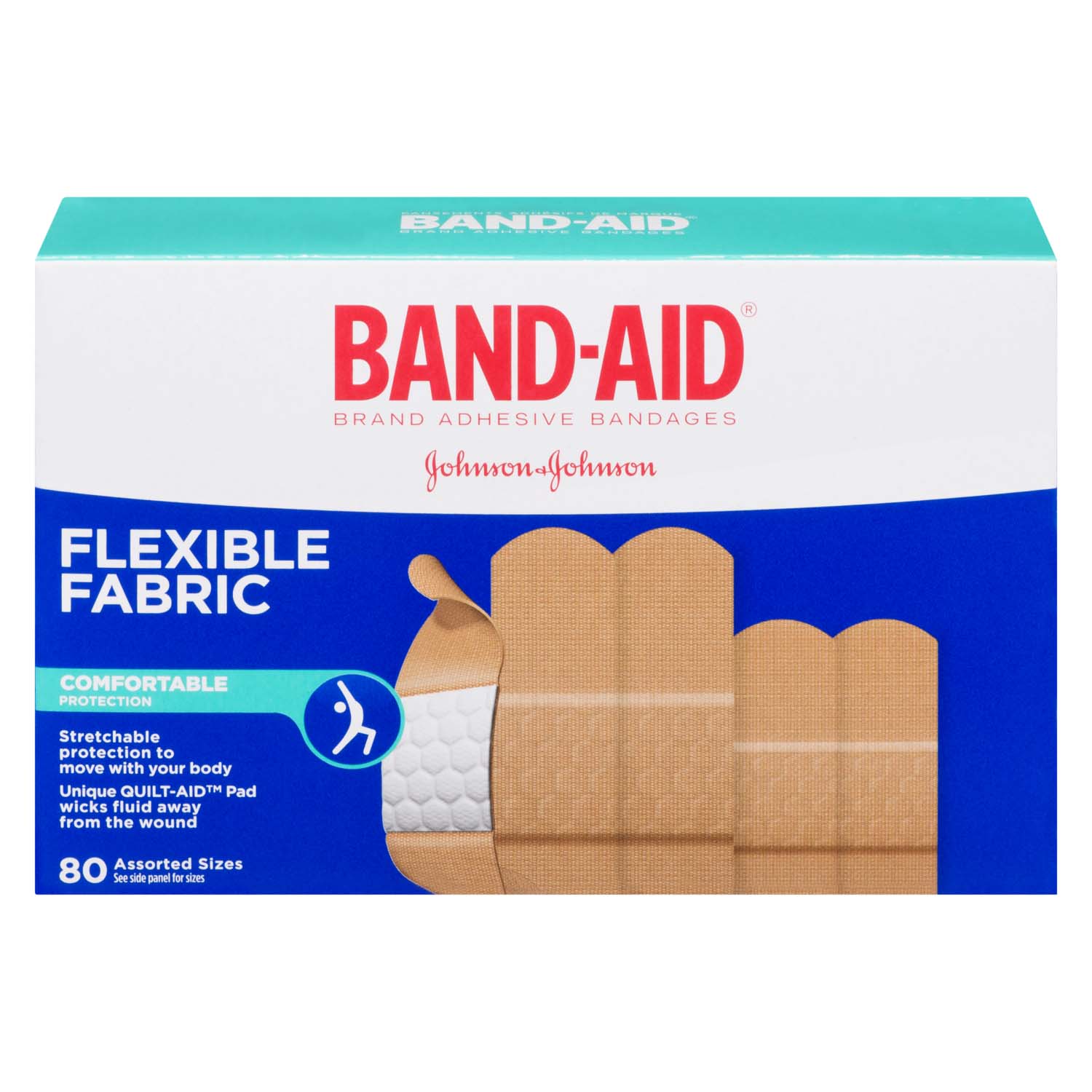 Band-Aid Brand Adhesive Bandages Flexible Fabric 80 Assorted Sizes