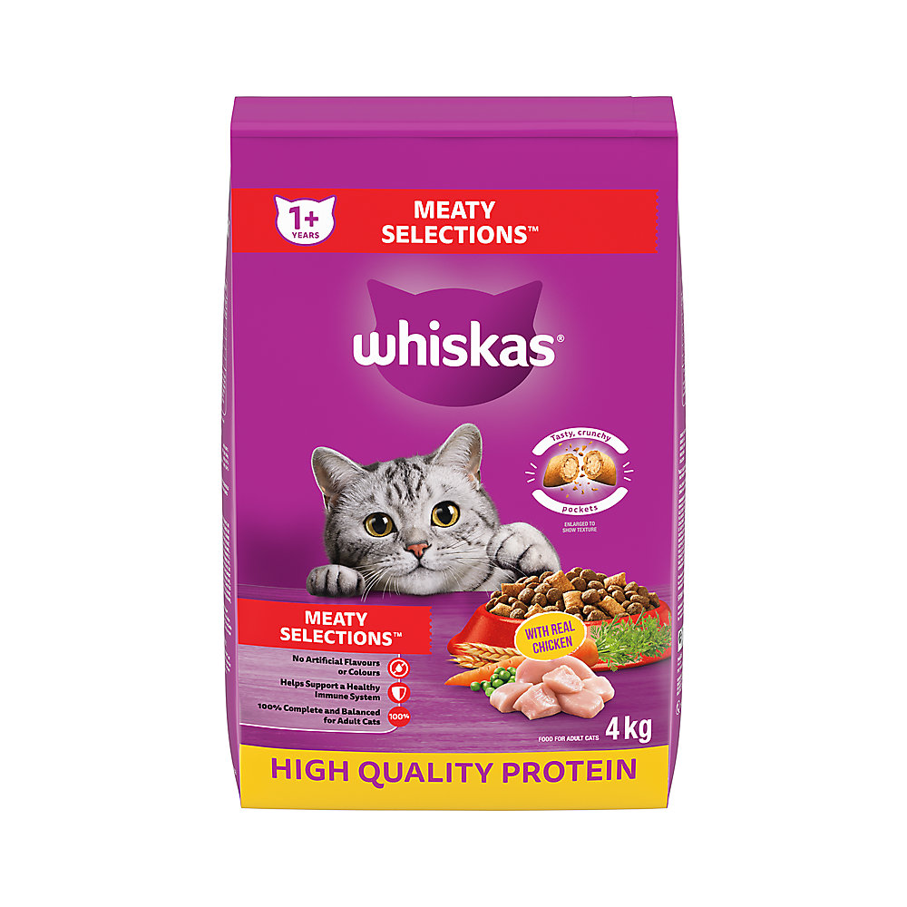 WHISKAS DRY CAT FOOD MEATY SEL